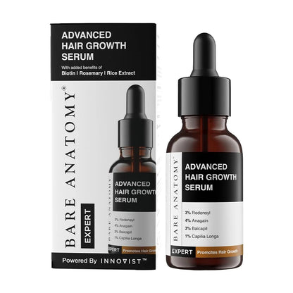 Bare Anatomy Advanced Hair Growth Serum | 3% Redensyl + 4% Anagain + 3% Baicapil + 1% Capilia Longa, Rosemary, Biotin & Rice Extract | Hair growth & Hair fall control serum for Women & Men