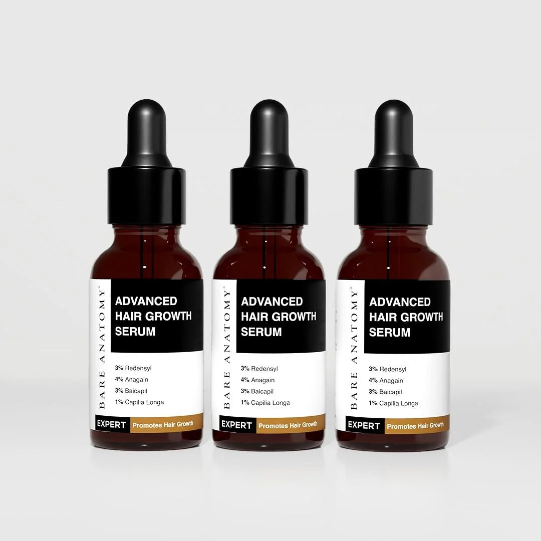 Bare Anatomy Advanced Hair Growth Serum | 3% Redensyl + 4% Anagain + 3% Baicapil + 1% Capilia Longa, Rosemary, Biotin & Rice Extract | Hair growth & Hair fall control serum for Women & Men